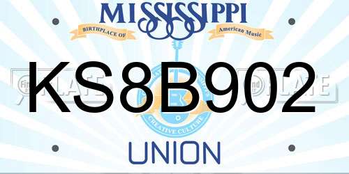 KS8B902 Mississippi License Plate