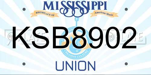 KSB8902 Mississippi License Plate