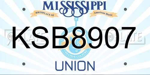 KSB8907 Mississippi License Plate