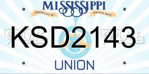 KSD2143 Mississippi License Plate