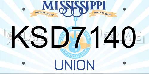 KSD7140 Mississippi License Plate