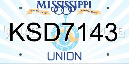 KSD7143 Mississippi License Plate