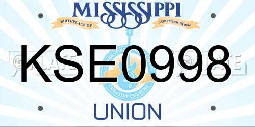 KSE0998 Mississippi License Plate