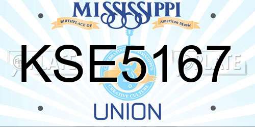 KSE5167 Mississippi License Plate