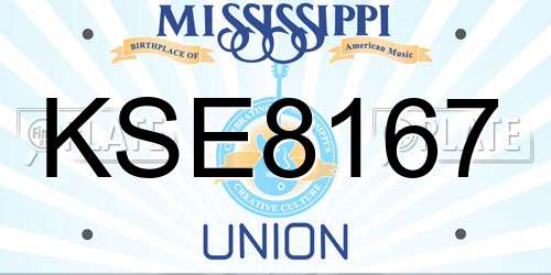 KSE8167 Mississippi License Plate