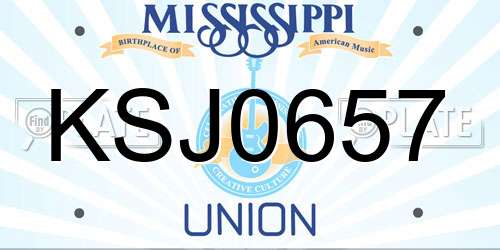 KSJ0657 Mississippi License Plate