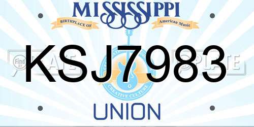 KSJ7983 Mississippi License Plate
