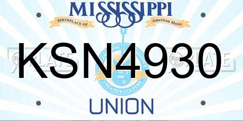 KSN4930 Mississippi License Plate
