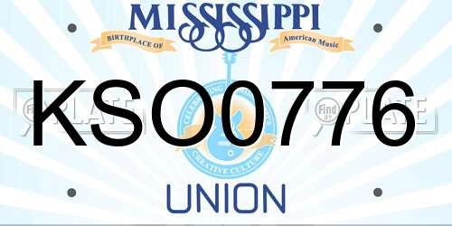 KSO0776 Mississippi License Plate