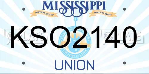 KSO2140 Mississippi License Plate