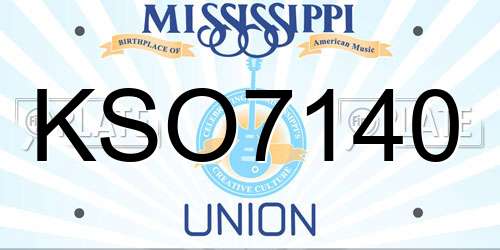 KSO7140 Mississippi License Plate