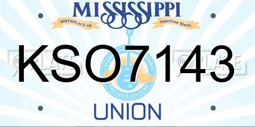 KSO7143 Mississippi License Plate
