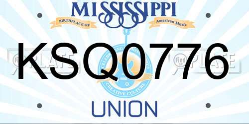 KSQ0776 Mississippi License Plate