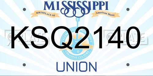 KSQ2140 Mississippi License Plate