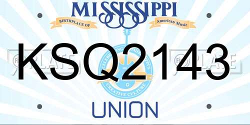 KSQ2143 Mississippi License Plate