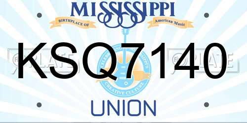 KSQ7140 Mississippi License Plate