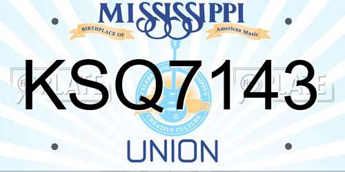 KSQ7143 Mississippi License Plate