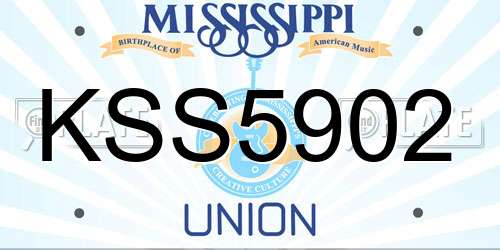KSS5902 Mississippi License Plate
