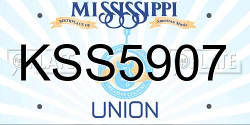 KSS5907 Mississippi License Plate