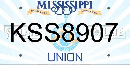 KSS8907 Mississippi License Plate
