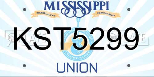 KST5299 Mississippi License Plate