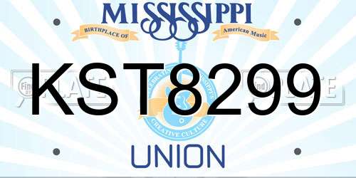 KST8299 Mississippi License Plate