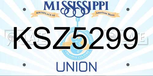 KSZ5299 Mississippi License Plate