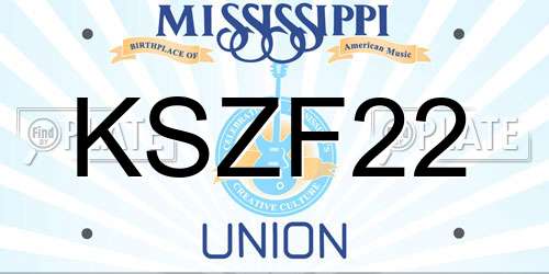 KSZF22 Mississippi License Plate