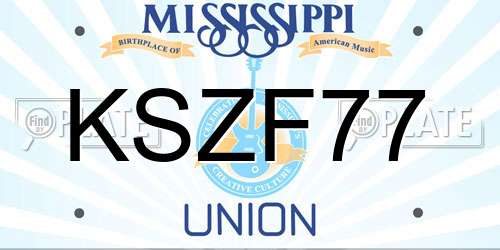 KSZF77 Mississippi License Plate