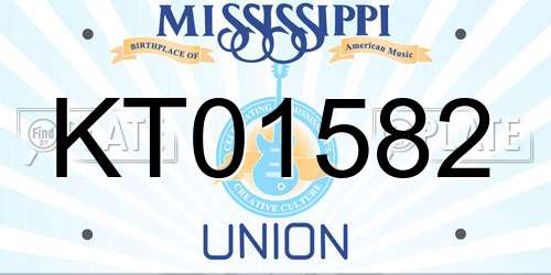 KT01582 Mississippi License Plate