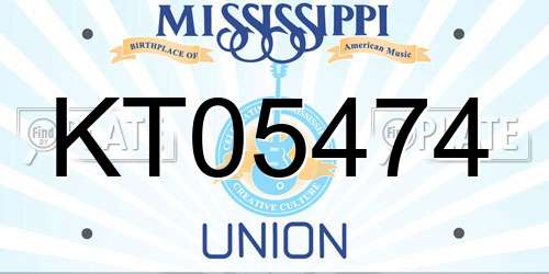 KT05474 Mississippi License Plate