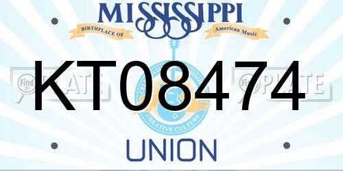 KT08474 Mississippi License Plate