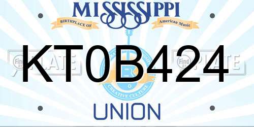 KT0B424 Mississippi License Plate