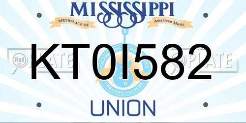 KT0I582 Mississippi License Plate