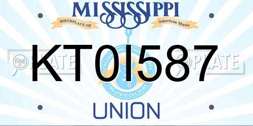 KT0I587 Mississippi License Plate