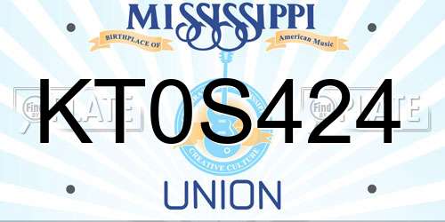 KT0S424 Mississippi License Plate