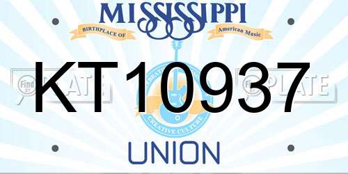KT10937 Mississippi License Plate