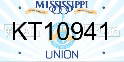 KT10941 Mississippi License Plate