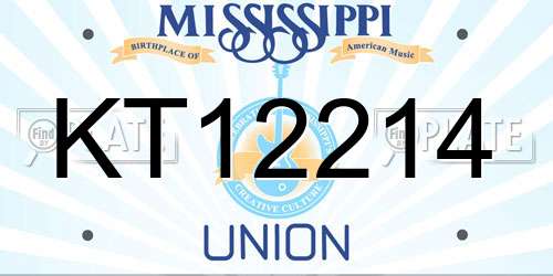 KT12214 Mississippi License Plate
