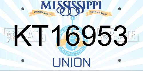 KT16953 Mississippi License Plate