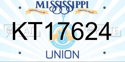 KT17624 Mississippi License Plate