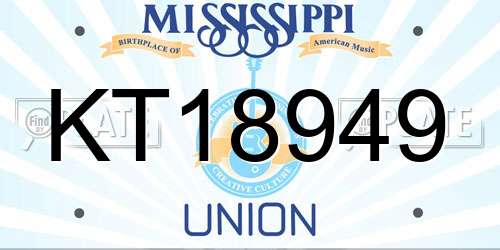 KT18949 Mississippi License Plate