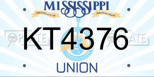 KT4376 Mississippi License Plate