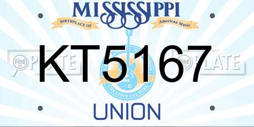 KT5167 Mississippi License Plate