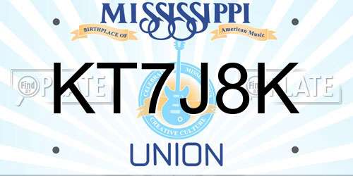 KT7J8K Mississippi License Plate