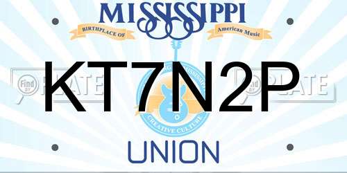 KT7N2P Mississippi License Plate