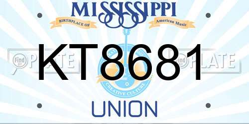 KT8681 Mississippi License Plate
