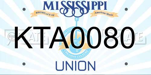 KTA0080 Mississippi License Plate