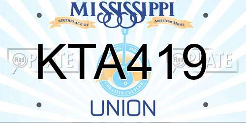 KTA419 Mississippi License Plate