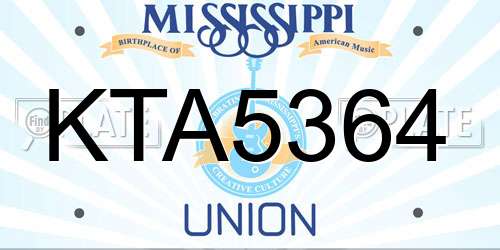 KTA5364 Mississippi License Plate